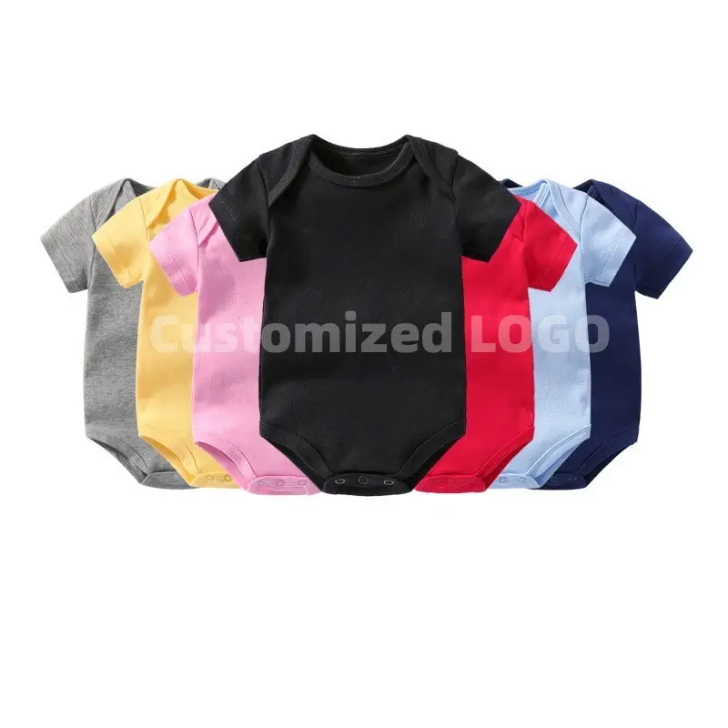 New Design Custom Baby Clothes 0-24 M Hot Sale Baby Romper Short-sleeve 100% Cotton Bodysuit Baby