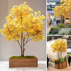 Nouvel arbre artificiel de ginkgo de 2,5 m, 2,8 m, 3,6 m de haut avec des feuilles jaunes pour la décoration intérieure et extérieure, plante en soie réaliste - Product Image 4