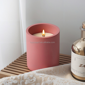Pot de bougie cylindrique en béton lisse de haute qualité personnalisé en gros <span class=keywords><strong>couvercle</strong></span> multifonctionnel pratique pour le salon de l'hôtel - Product Image 3