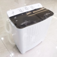 Machine à laver à double cuve à commande manuelle avec panneau en anglais, chargement par le haut, pulsateur
