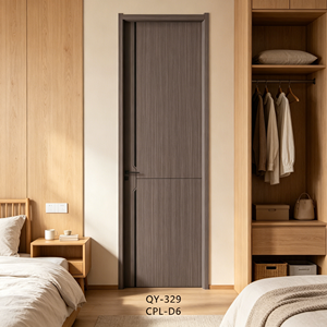Porte intérieure en MDF pré-montée facile à installer, portes en bois intérieures modernes avec revêtement <span class=keywords><strong>CPL</strong></span>, ensemble de portes avec cadre - Product Image 3