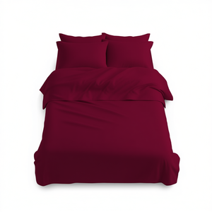 Juego de Sábanas 100% Algodón, Color Burdeos, Tamaño King Size Alemán - Product Image 3