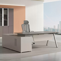 Bureau de direction moderne E0 avec armoire latérale, serrure à code, structure en acier tubulaire pour mobilier de bureau de direction