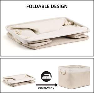 <span class=keywords><strong>Bolsa</strong></span> de lavandería de tela de algodón plegable con asas Caja de almacenamiento tejida para juguetes de niños para uso en el hogar, la Oficina o el armario - Product Image 3