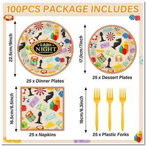 Assiettes et serviettes pour soirée jeux, fournitures de fête sur le thème du casino, ensemble de cadeaux personnalisés pour événements, décorations d'<span class=keywords><strong>anniversaire</strong></span> - Product Image 5