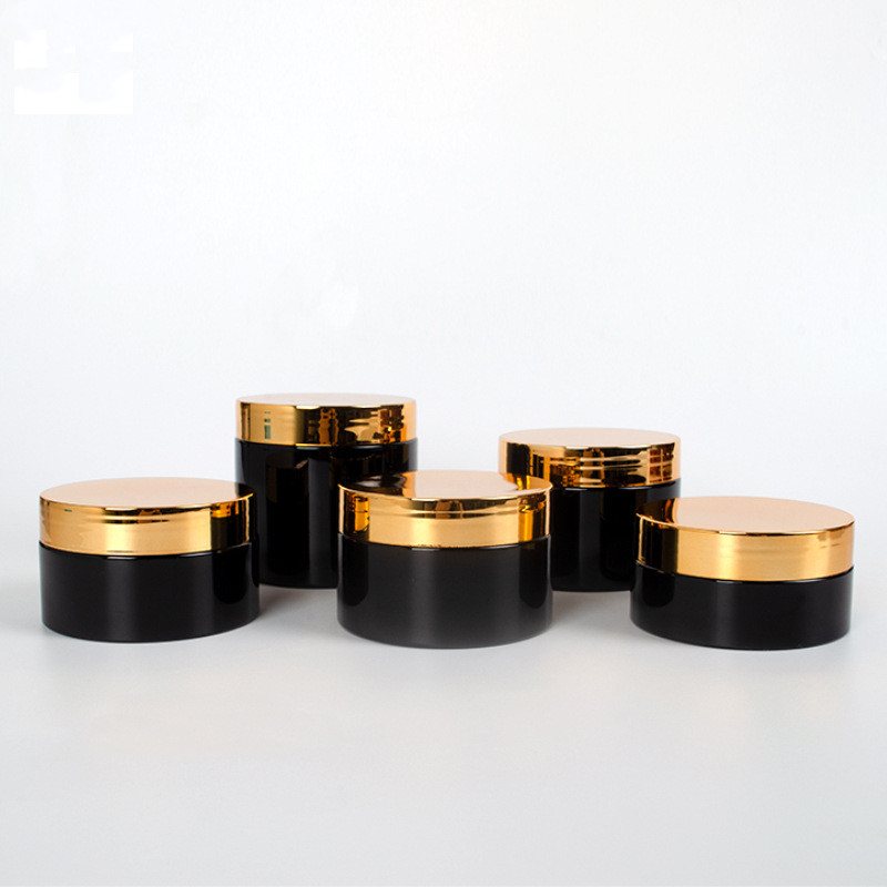 black matte pet jar with gold lid