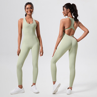 Mono de yoga para mujer con logo personalizado, de poliéster y elastano, espalda descubierta, efecto fruncido en glúteos, body de entrenamiento de una pieza