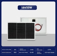 Petit panneau solaire monocristallin 50W 70W 6V 9V 12V 18V tout noir haute efficacité personnalisé pour l'alimentation extérieure domestique