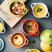 Auro bol de cuisson en céramique avec double poignée et couvercle, vente en gros, casseroles de four, bol à soupe à dîner