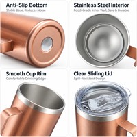 Gobelet isotherme en acier inoxydable 304 de 24 oz avec logo personnalisé, grande capacité, portable, pour le voyage, le café, le camping, avec poignée