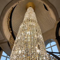 Lustre de luxe en cristal K9, grand et long, avec télécommande, éclairage personnalisable pour villas, hôtels et projets d'escaliers