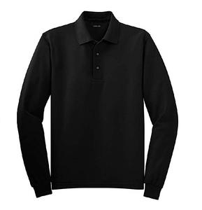 Polo noir à la mode à manches longues orienté vers l'exportation pour hommes séchage rapide 100% coton motif à carreaux taille XL pour le golf Bangladesh - Product Image 1