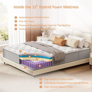 <span class=keywords><strong>Matelas</strong></span> en mousse mémoire de forme gel design moderne avec ressorts ensachés <span class=keywords><strong>Hauteur</strong></span> 25 <span class=keywords><strong>cm</strong></span> Lit Support mi-ferme pour bébés et enfants Meubles de chambre à coucher - Product Image 5