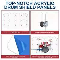 Ensemble de panneaux de protection de tambour en acrylique professionnel avec charnières chromées-insonorisation modulaire de 2 pieds x 5 pieds pour scène et studio