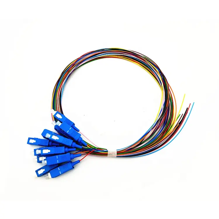 1.5 meter Single modus 12 Color Fiber Optic Pigtail SC UPC 12 Fiber Pigtail sc 12 core zopf