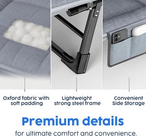 Cama de Camping Plegable con Altura Ajustable, Cama <span class=keywords><strong>para</strong></span> Adultos con Bolsa de Almacenamiento, Cama Portátil <span class=keywords><strong>para</strong></span> Viajes, Playa, Parque, Oficina, Siesta - Product Image 5