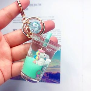 Hot Sale Mini Drink Floating Keychain Creative Cute Milk Tea Beverage Acrylic Liquid <b>Key</b> <b>Chains</b> for Bag Ornament - Product Image 1