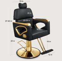 Chaise de barbier professionnelle pour salon 360 ° Base ronde en acier inoxydable multicolores, design simple, réglable en hauteur et pivotante