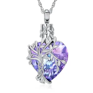 Arbre de vie crémation bijoux coeur urne collier pour cendres pour femmes hommes humain mémorial cendres urne pendentif