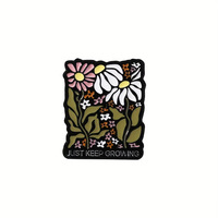 Pin Esmaltado Retro con Diseño de Flor de Margarita, Broche Motivacional con la Frase 'Just Keep Growing'