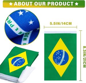 Service professionnel, 30 petites drapeaux brésiliens en guirlande de 14*21 cm pour la décoration de jardin, de rue ou de fête - Product Image 5
