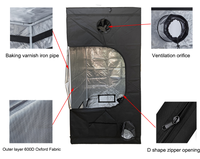 Petite tente de culture hydroponique 2x2 24 "x 24" x 48 ''Tentes de plantes d'intérieur réfléchissantes 600D Mylar Kits de tente de culture complets