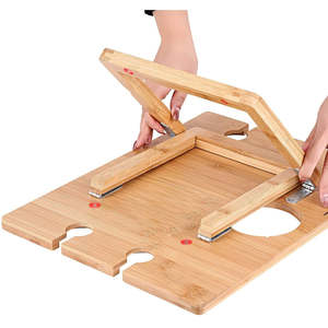 Outdoor <strong>Folding</strong> Portable Mini <strong>Picnic</strong> Rack Wine <strong>Table</strong> Foldable Bamboo Wooden Snack Beach <strong>Table</strong> With Wine Bottle And Glass Holder - Product Image 3