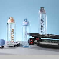Bouteille d'eau Tritan grande capacité avec couvercle à paille double échelle, anti-fuite, portable, pour le sport, la gym et les activités de plein air