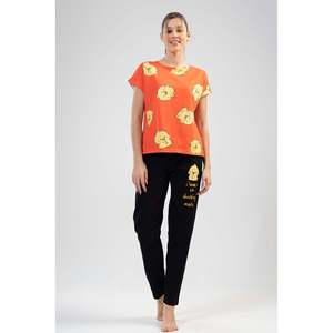 Ensemble pyjama femme Supreme Ducky, orange, manches courtes, tricoté, doux, décontracté, 2 pièces - Product Image 3