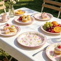 Assiettes de fête jetables personnalisées à motif floral, écologiques, très vendues pour les événements à domicile, lot de 10 pièces