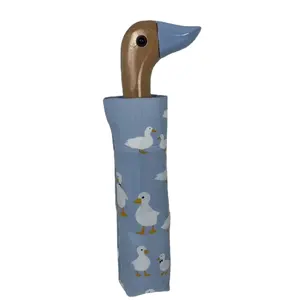 Paraguas ligero con mango de pato de madera, con protección UV Control Manual, impermeable, para viajes, uso al aire libre, diseño novedoso para adultos