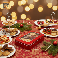 Boîte en métal carrée personnalisée de qualité alimentaire pour Noël avec fenêtre, couvercles et matériaux recyclés pour l'emballage de cadeaux, bonbons et biscuits