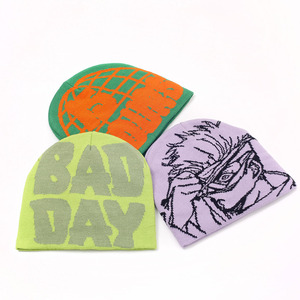 Chapeau <span class=keywords><strong>Luge</strong></span> d'Hiver Vente en Gros Logo Brodé Personnalisé Neutre Manchette Jacquard Laine Hiver <span class=keywords><strong>Luge</strong></span> Chapeau Designer Motif Impression - Product Image 1