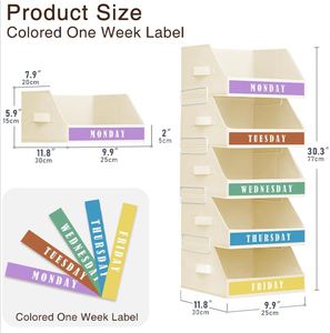 Foldable Square American Style Oxford Cloth Weekday 7-Grid Days <b>Drawer</b> Storage Clothes Organizer for Kids - Product Image 3
