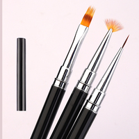 Lot de 15 pinceaux professionnels à manche métallique, poils ovales en nylon ondulés, noirs, pour gel, peinture, dessin, liner, fleurs et photothérapie