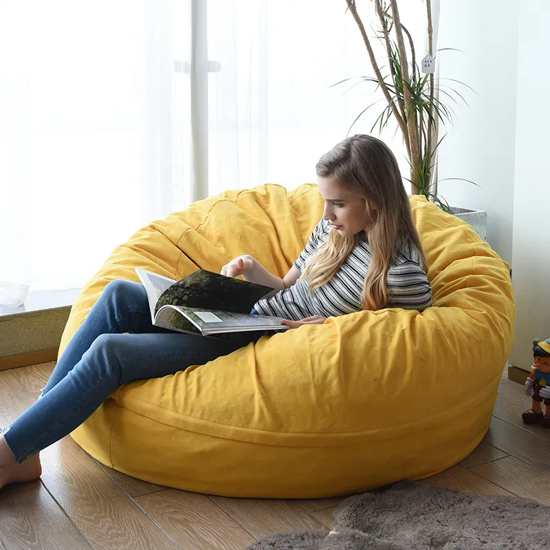 YUNJIN-PUF gigante de piel sintética para sala de estar, mueble de espuma de esponja triturada, sin relleno