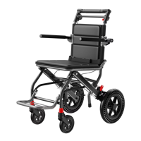 Fauteuil roulant de transport en aluminium imprimé par transfert en fibre de carbone super léger, capacité de 136 kg, certifié CE. Verrouillage de voyage facile