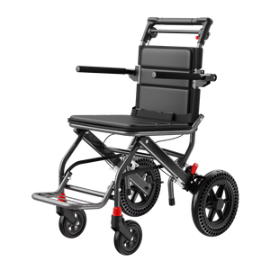 Fauteuil roulant de transport en aluminium d'impression de transfert de fibre de carbone. Facile à voyager, verrouillage des freins à main, pliage, portable. - Product Image 1