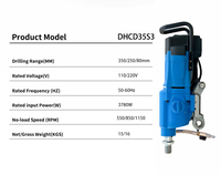 HILYIN DHCD35S3 Perceuse à noyau diamanté à trois vitesses 350/250/80 mm avec affichage électronique pour le perçage du béton
