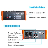 Console de mixage DJ portable GAX-G4 à 4 canaux en métal avec 88 effets DSP, module lecteur MP3, alimentation fantôme 48V, USB