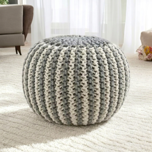 Pouf ottoman moderne en coton traditionnel artisanal, repose-pieds pour salon et chambre, décoration intérieure, console avec incrustations en os - Product Image 1