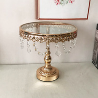 Support à gâteau en métal doré, décoration de mariage, événement, support à gâteau haut, plateau en verre, centre de table pour dessert, support à dessert en cristal