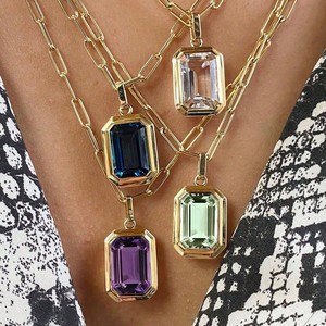 Pendentif en zircon en forme <span class=keywords><strong>de</strong></span> cœur, style Instagram, très apprécié, en acier inoxydable, avec chaîne en bambou, pour femme, sportif, transfrontalier - Product Image 1