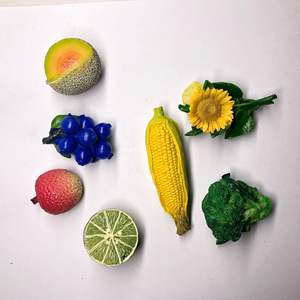 Pegatina creativa para refrigerador, diseño de frutas y verduras, girasol, maíz, arándanos, pegatina 3D tridimensional de resina para refrigerador - Product Image 1