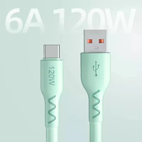120W Type C TPE Silicone Câble de charge rapide 6A Courant USB C Câble de données pour appareils IOS Téléphones mobiles Ordinateurs Imprimantes