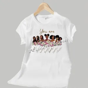 Camiseta blanca vacía con estampado afro para chica, ropa de 95 algodón y 5 licra, barata