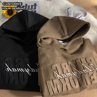 Sweat-shirt à capuche pour homme en coton lourd 100% avec logo personnalisé en relief et broderie 3D, impression sur écran, sweat-shirt personnalisé