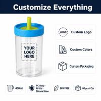 Bouteille d'eau en plastique de 15 oz sans BPA avec logo personnalisé ZB Wholesale pour enfants, résistante aux déversements, paille flexible, compatible lave-vaisselle