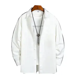 무거운 코튼 셔츠 남성용 긴팔 인 트렌디 한 홍콩 스타일 일본식 느슨한 재킷 봄 내부 캐주얼 작업 셔츠