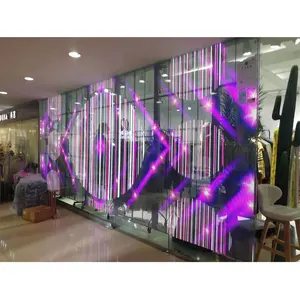Transparent glass p3.91 fixed acrylic transparent window led curtain display for advertising led screen
